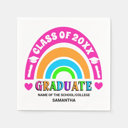 Serviette En Papier Neon Rainbow Graduation Party (Devant)