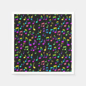 Serviette En Papier Neon Rainbow Notes musicales sur Black (Devant)