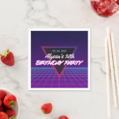 Serviette En Papier Neon Retro 80s Theme Purple Rose Anniversaire (En situation)