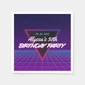 Serviette En Papier Neon Retro 80s Theme Purple Rose Anniversaire (Devant)