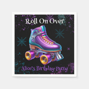 Serviette En Papier Neon Rollerskate fête d'anniversaire Personnalisé