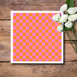 Serviette En Papier Neon rose Orange À damiers damier Vintage<br><div class="desc">Tableau de bord Neon Pink et Orange À damiers | VINTAGE | Classique | tendance | Style | Mode | Minimal</div>