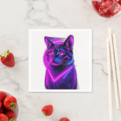 Serviette En Papier Neon Synthwave Cat Art (En situation)