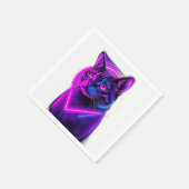 Serviette En Papier Neon Synthwave Cat Art (Coin)