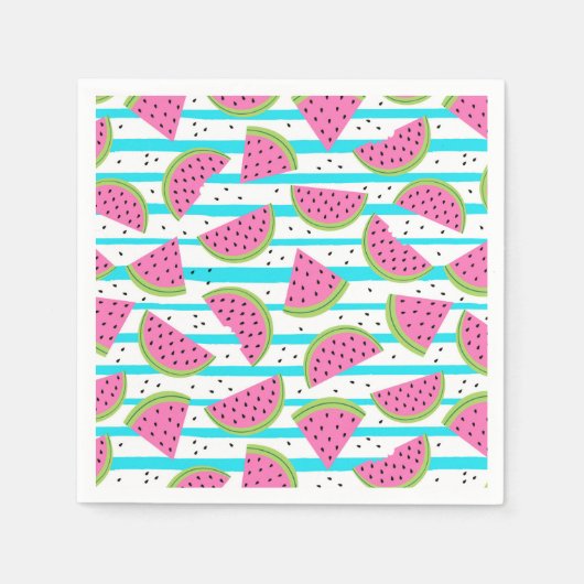 Serviette En Papier Neon Watermelon on sur Stripes Motif (Devant)