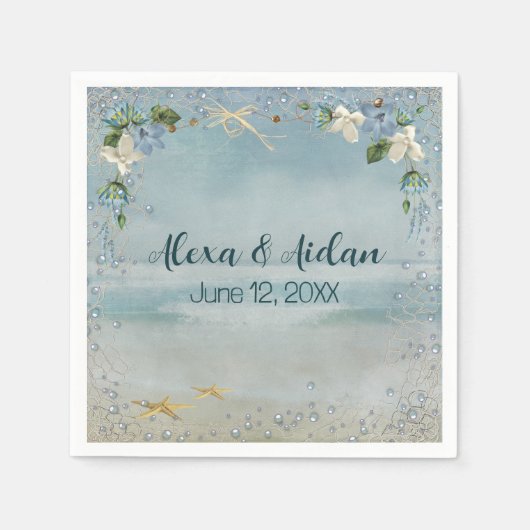 Serviette En Papier Net nautique mariage avec bulles (Devant)