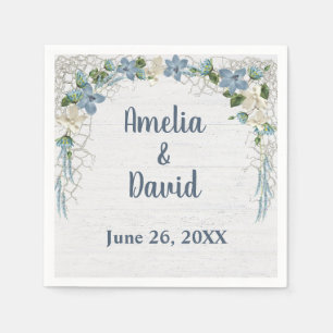 Serviette En Papier Net Nautique mariage Sur Bois Blanchis