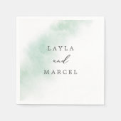 Serviette En Papier Nettoyage aquarelle | Mariage vert (Devant)