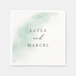 Serviette En Papier Nettoyage aquarelle   Mariage vert