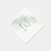 Serviette En Papier Nettoyage aquarelle | Mariage vert (Coin)