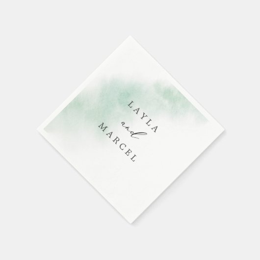 Serviette En Papier Nettoyage aquarelle | Mariage vert (Coin)