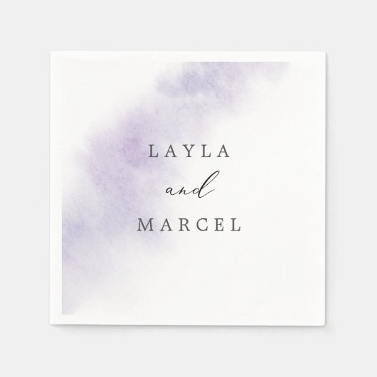Serviette En Papier Nettoyage aquarelle | Mariage violet (Devant)