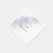 Serviette En Papier Nettoyage aquarelle | Mariage violet (Coin)