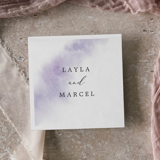 Serviette En Papier Nettoyage aquarelle | Mariage violet