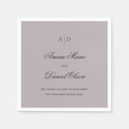 Serviette En Papier Nettoyer Dusty Lilac Classic Mariage (Devant)