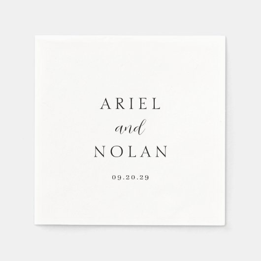 Serviette En Papier Nettoyer noir et blanc Mariage moderne (Devant)