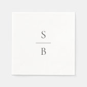 Serviette En Papier Nettoyer noir et blanc Monogramme Mariage moderne (Devant)