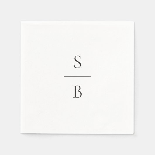 Serviette En Papier Nettoyer noir et blanc Monogramme Mariage moderne (Devant)