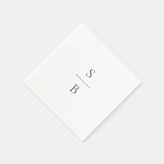 Serviette En Papier Nettoyer noir et blanc Monogramme Mariage moderne (Coin)