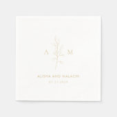 Serviette En Papier Nettoyer Or Botanique Mariage élégant (Devant)