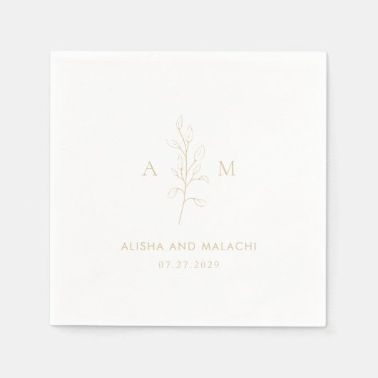 Serviette En Papier Nettoyer Or Botanique Mariage élégant (Devant)