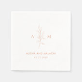 Serviette En Papier Nettoyer Pêche Botanique Mariage élégant (Devant)