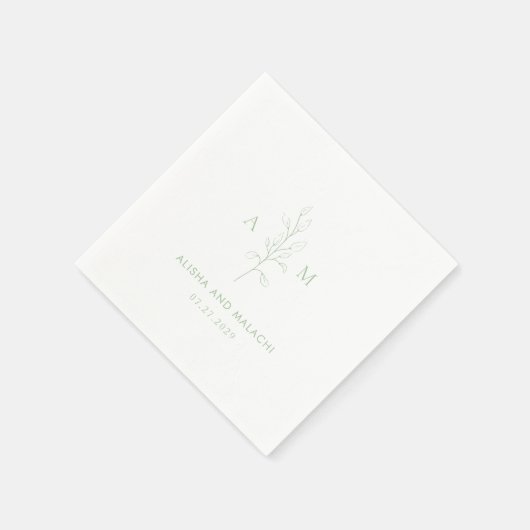 Serviette En Papier Nettoyer Sage Vert Botanique Mariage élégant (Coin)