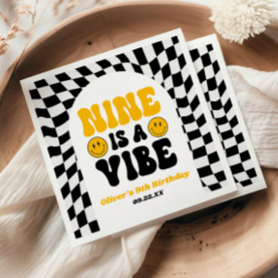 Serviette En Papier Neuf Est Une Vibes Rétro Neuvième 9ème Fête D'anni