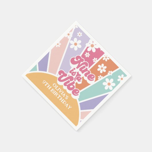 Serviette En Papier Neuf est Vibe Retro Sunshine Rainbow Daisy (Coin)