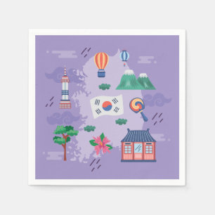 Serviette En Papier neuf icônes de la culture coréenne