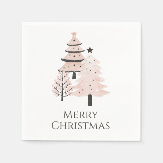 Serviette En Papier Neutral Blush Christmas Tree Paper Napkins (Devant)