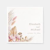 Serviette En Papier Neutral Blush Floral Pampas Grass Reception (Devant)