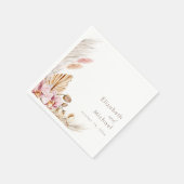 Serviette En Papier Neutral Blush Floral Pampas Grass Reception (Coin)