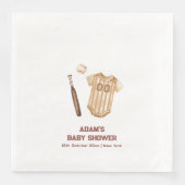 Serviette En Papier Neutral Boho Little Slugger Baseball Baby Shower  (Devant)