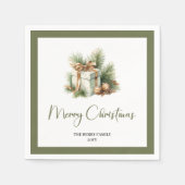 Serviette En Papier Neutral Christmas Gift Personalized Family Napkins (Devant)