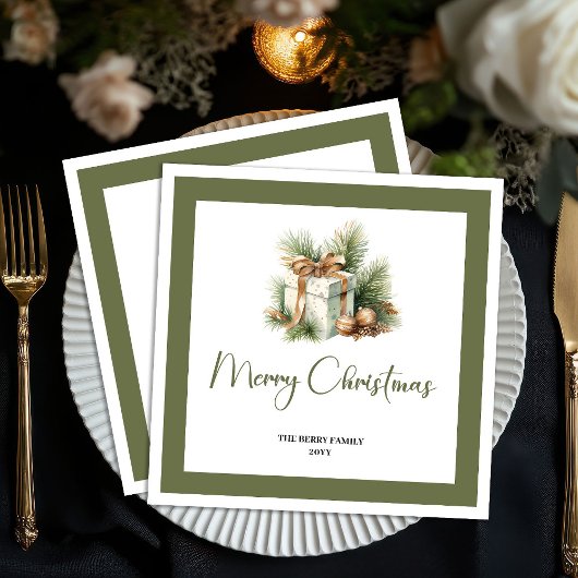 Serviette En Papier Neutral Christmas Gift Personalized Family Napkins