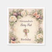 Serviette En Papier Neutral Fig Floral 1st Birthday (Devant)