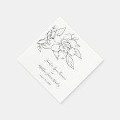 Serviette En Papier Neutral Line Art Floral Mariage élégant (Coin)