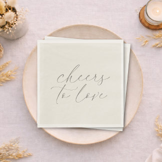Serviette En Papier Neutral Wedding Napkins “Cheers to Love”