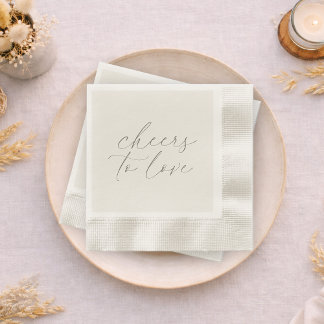 Serviette En Papier Neutral Wedding Napkins “Cheers to Love”