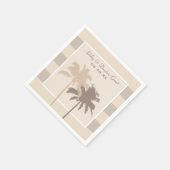 Serviette En Papier Neutre Beige Beach Palmiers Mariage Monogramme (Coin)