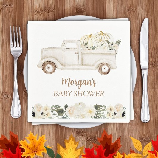 Serviette En Papier Neutre Beige Petit Citrouille Baby shower mignon