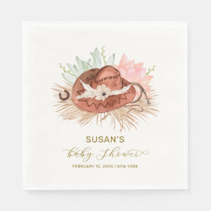 Serviette En Papier Neutre moderne Boho Cactus Cowboy Baby shower Casq
