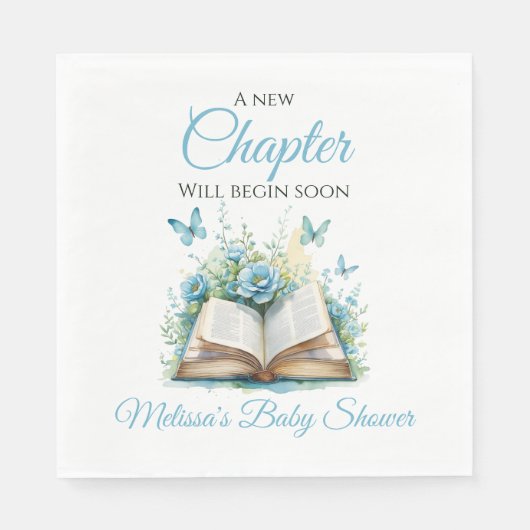 Serviette En Papier New Chapter Begin Blue Boy Brunch Book Baby Shower (Devant)