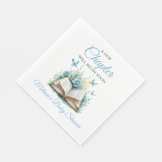 Serviette En Papier New Chapter Begin Blue Boy Brunch Book Baby Shower (Coin)