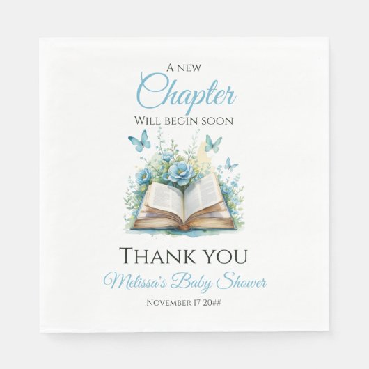 Serviette En Papier New Chapter Blue Boy Brunch StoryBook Baby Shower (Devant)