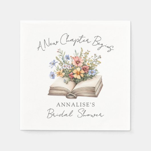 Serviette En Papier New Chapter Floral Book Bridal Shower (Devant)