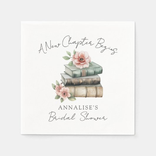 Serviette En Papier New Chapter Floral Book Bridal Shower (Devant)