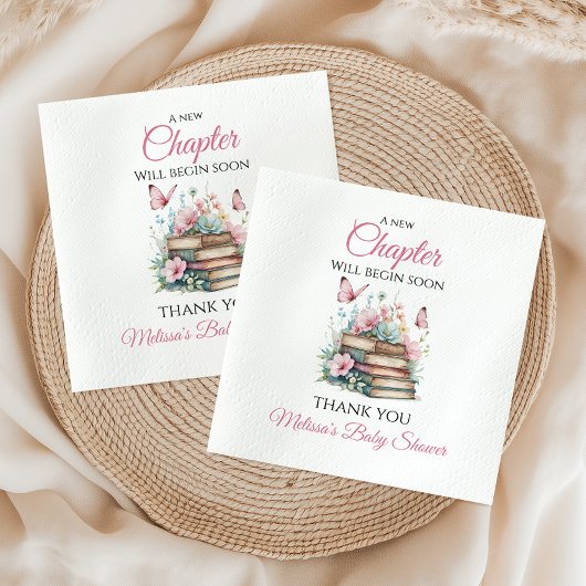 Serviette En Papier New Chapter Pink Girl Storybook Book Baby Shower