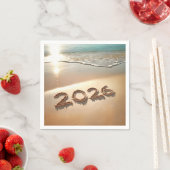 Serviette En Papier New Year 2026 In Beach Sand (En situation)